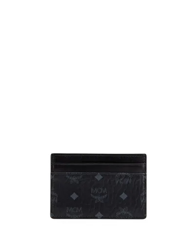 Mcm Men's Signature Visetos Mini Card Case In Black