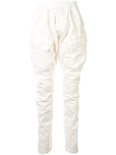 Julius Dropped Crotch Utility Trousers In White