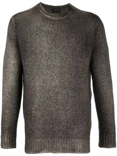 Avant Toi Crew Neck Longline Sweater In Grey