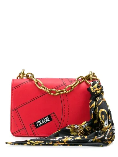 Versace Jeans Couture Jeans-print Crossbody Bag In Red