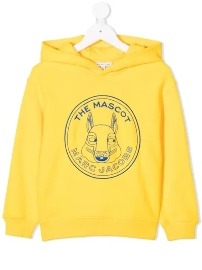 Little Marc Jacobs Kids' The Mascot-embroidered Cotton Hoodie In Yellow