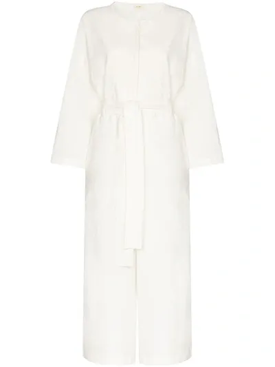 St Agni Osamu Cotton And Linen-blend Jumpsuit In White