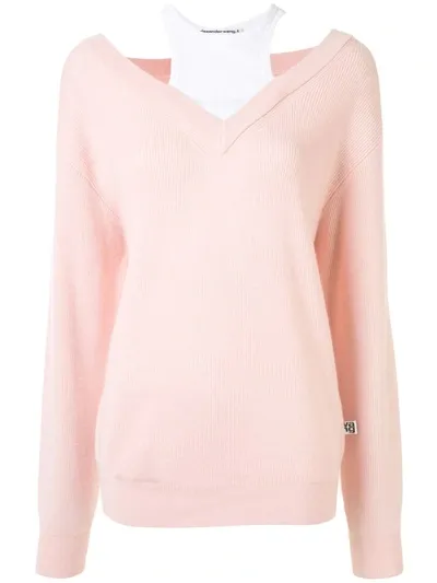 Alexander Wang T Oversized Layered Jumper In Pink