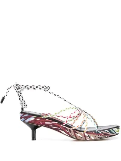 Missoni Braided Strap Kitten Heel Sandals In Black