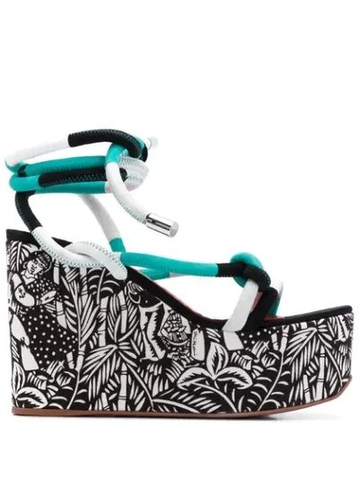 Missoni Graphic Print Wedge Heel Sandals In Black