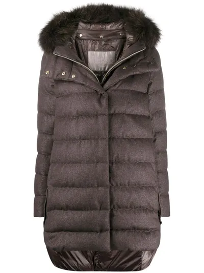 Herno Resort Cashmere And Silk Padded Coat In Brown