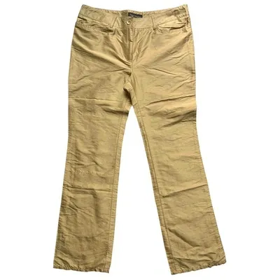 Pre-owned Tara Jarmon Silk Straight Pants In Gold