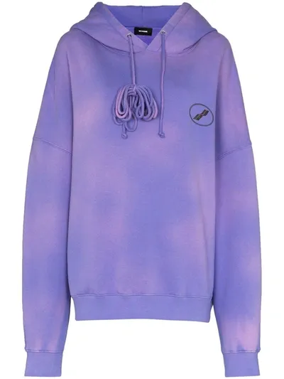 We11 Done Purple Oversized Bleached Logo Hoodie