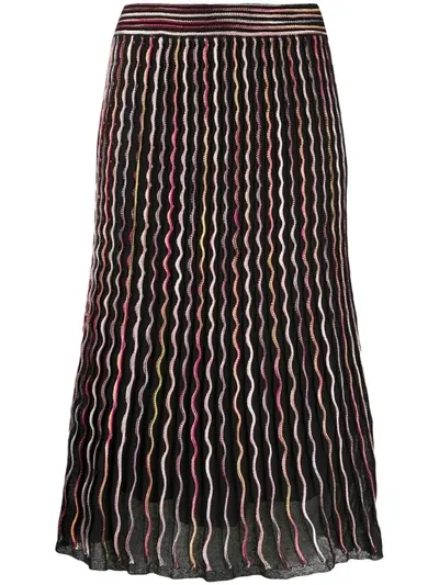 M Missoni Contrast Piped Knit Skirt In Black