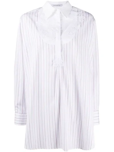 Vivetta Embroidered Oversized Cotton Shirt In White