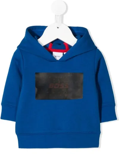 Hugo Boss Kids' Logo Print Hoodie In Blue