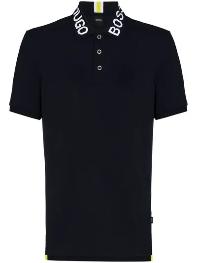 Hugo Parlay Logo Collar Polo Shirt In Blue