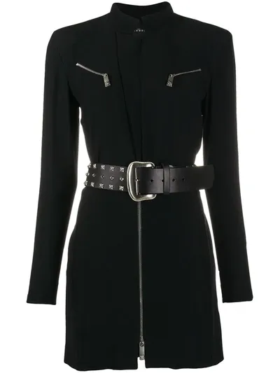 John Richmond Belted Fitted Dress In Black