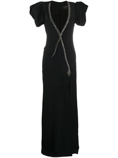 John Richmond Embellished Neck Gown In Black