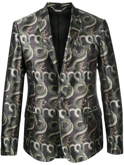 John Richmond Cara Serpent Print Blazer In Black