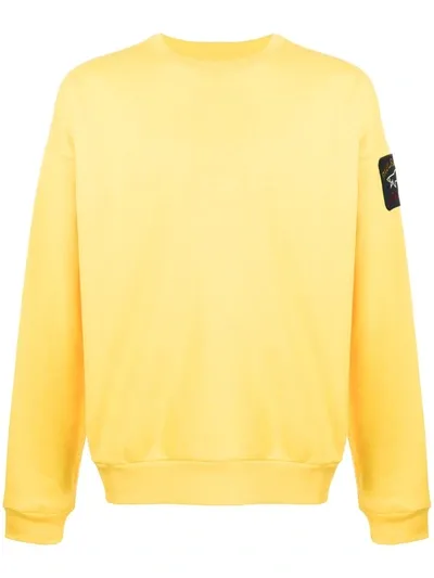 Paul & Shark Crew Neck Logo Patch Sweater In Yellow