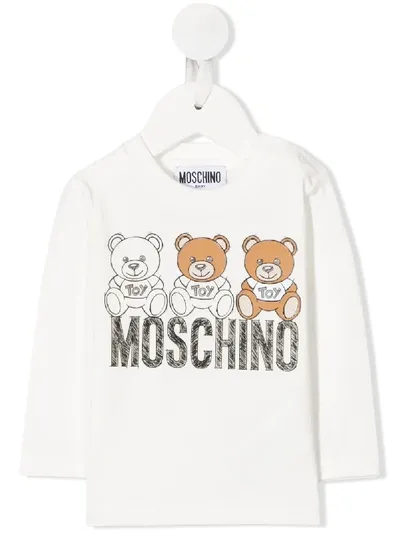 Moschino Babies' White Sweatshirt With Toy And Logo Press