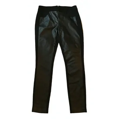 Pre-owned Jcrew Leather Slim Pants In Black