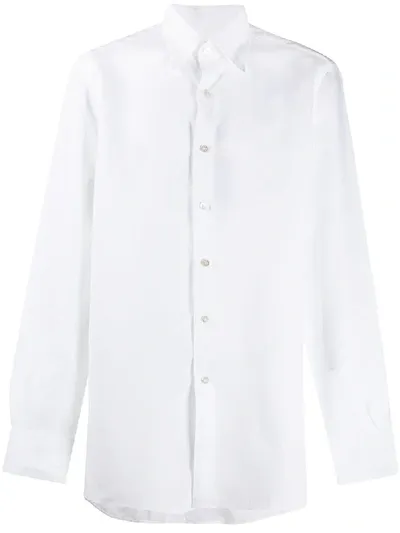 Canali Linen Regular Fit Sport Shirt In White