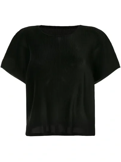 Issey Miyake Ribbed Effect Blouse In Black