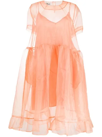 Baum Und Pferdgarten Sheer Organza Babydoll Dress In Orange