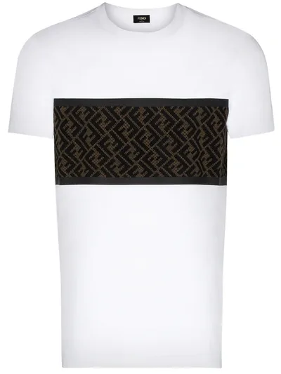 Fendi Flocked Mesh-panelled T-shirt In White