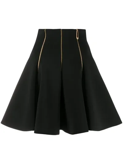 Versace Zip-detail Pleated Skirt In Black