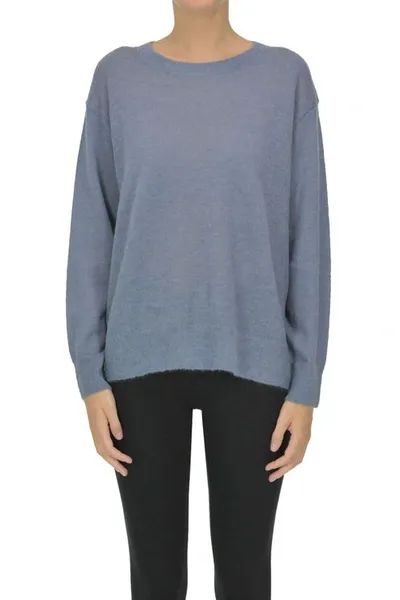 Dries Van Noten Alpaca And Mohair Wool Pullover In Blue