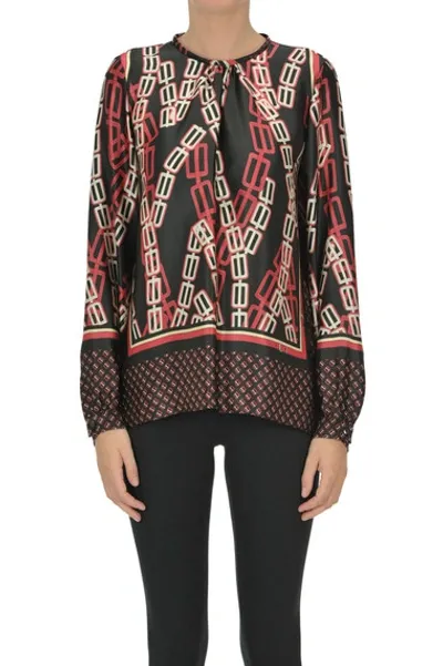 Caliban Printed Silk Blouse In Multicoloured