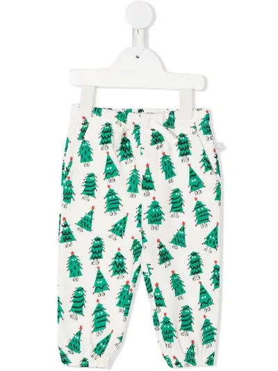 Stella Mccartney Babies' Christmas Tree-print Jogging Bottoms In White