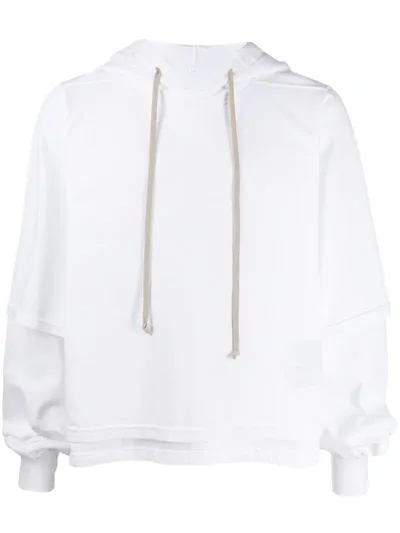 Rick Owens Drkshdw Cropped Hustler Hoodie In White