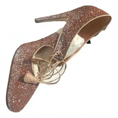 Pre-owned Bottega Veneta Glitter Heels In Pink