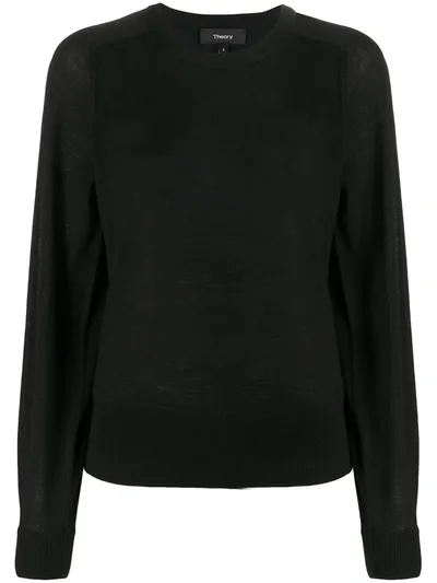 Theory Crew Neck Cashmere Jumper In Black