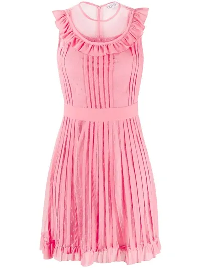 Red Valentino Ruffle-detail Pleated Dress In Pink