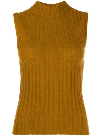 Vince Sleeveless Chunky-knit Cashmere Jumper In Brown