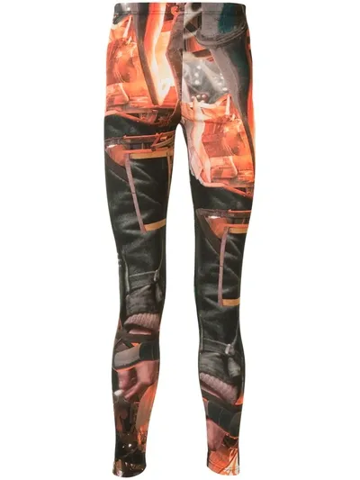 Comme Des Garçons Homme Deux Photographic-print Leggings In Orange