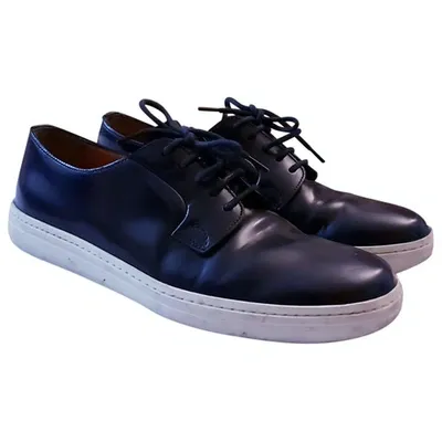 Pre-owned Church's Leather Low Trainers In Blue