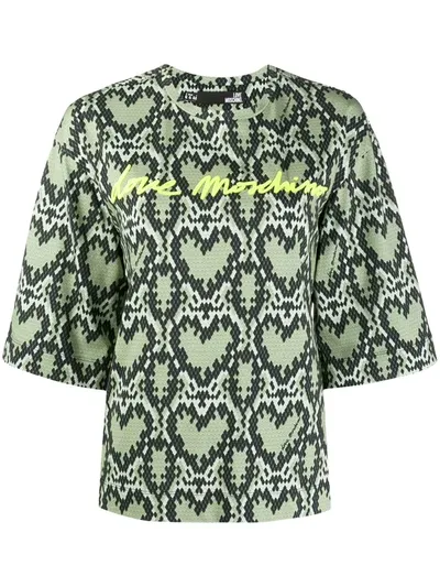 Love Moschino Heart-pattern 3/4 Sleeve Sweatshirt In Green