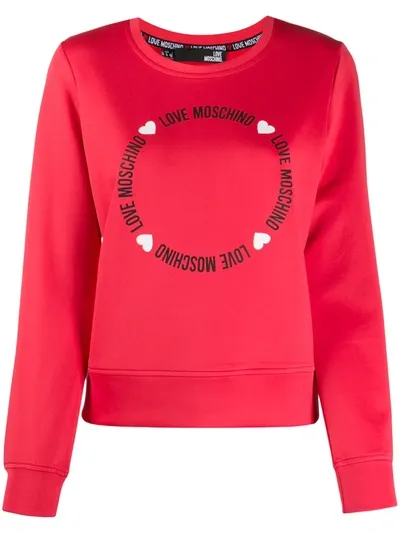 Love Moschino Round Lettering Logo Sweatshirt In Red