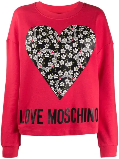 Love Moschino Heart-print Logo Cotton Sweatshirt In Red