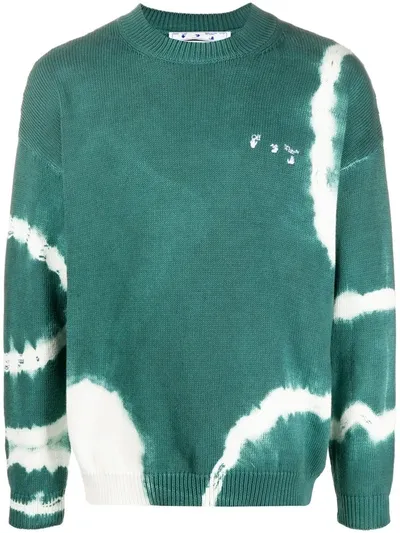 Off-white Tie-dye Print Jumper In Green