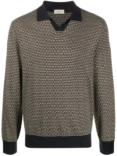 Z Zegna Waffle Knit Silk Jumper In Neutrals