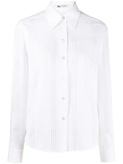 Ports 1961 Plaid-print Long-sleeved Shirt In White