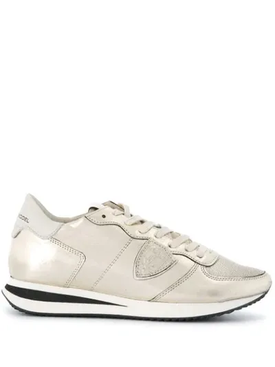 Philippe Model Paris Metallic Effect Lace Up Sneakers In Gold