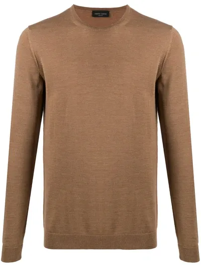 Roberto Collina Crew Neck Merino Jumper In Brown