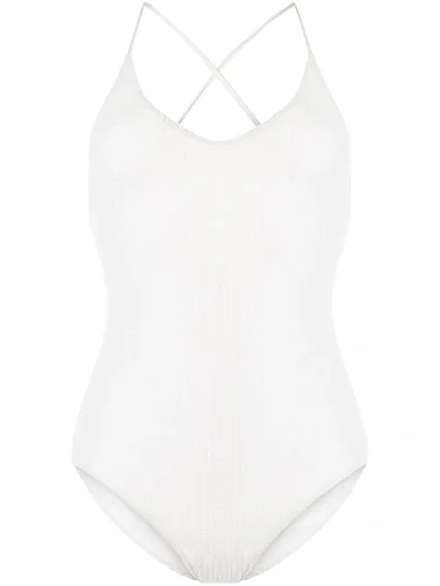 Duskii Margot Ribbed Swimsuit In White