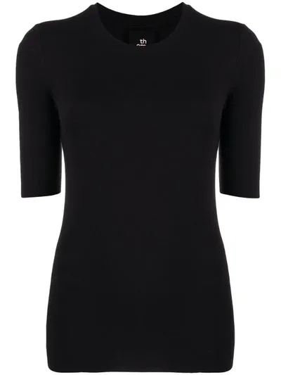 Thom Krom Round Neck Stretch Jersey Top In Black