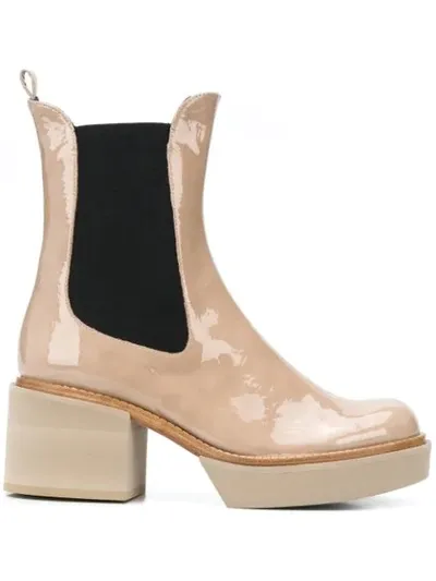 Paloma Barceló Patent Ankle Boots In Neutrals