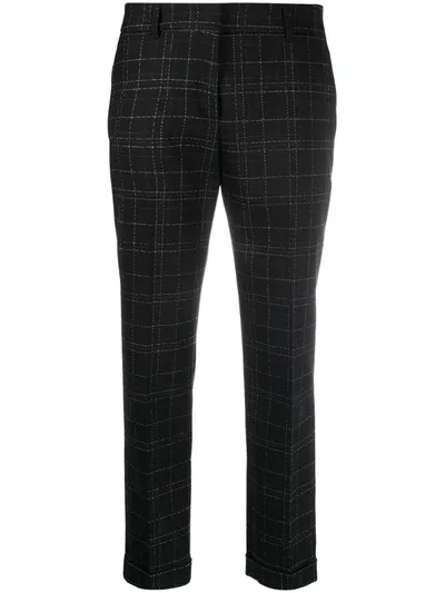 Piazza Sempione Plaid-print Cropped Trousers In Black