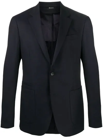 Z Zegna Single-breasted Blazer In Blue